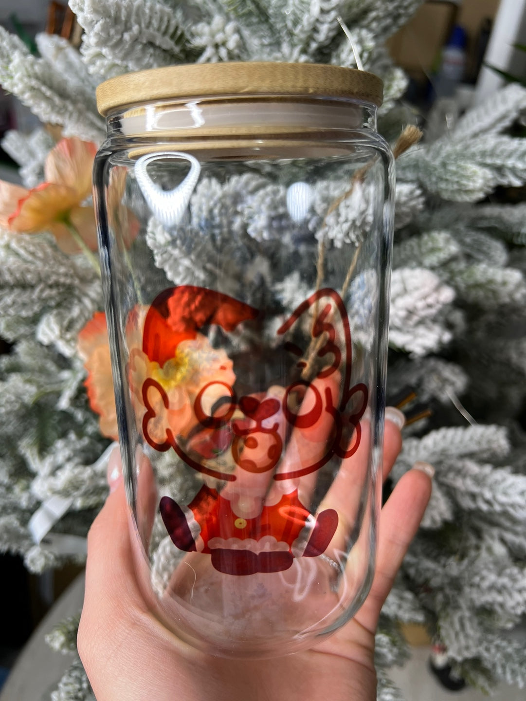 Corgi Santa Clear Glass Cup - 16OZ